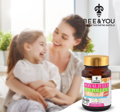 タブレット健康食品【BEE & YOU】みつばち花粉60錠 子供用（ロイヤルゼリー・プロポリス入り）